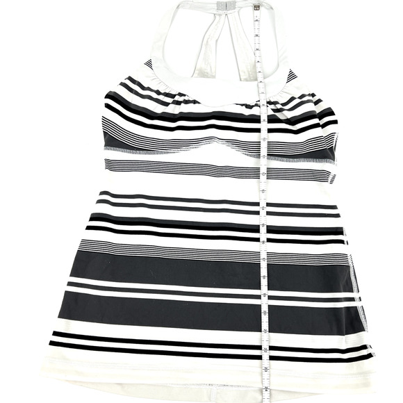 Lululemon Scoop Me Up Black White Stripe Tank II Tank Top w/Bra Cups Size 8 - Picture 8 of 10